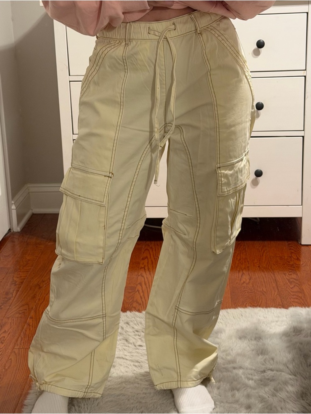 Zara Seamed Cargo Pants Vanilla